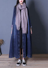 Boutique Oversize lange Herbst Denim blau Patchwork Button Down Mäntel
